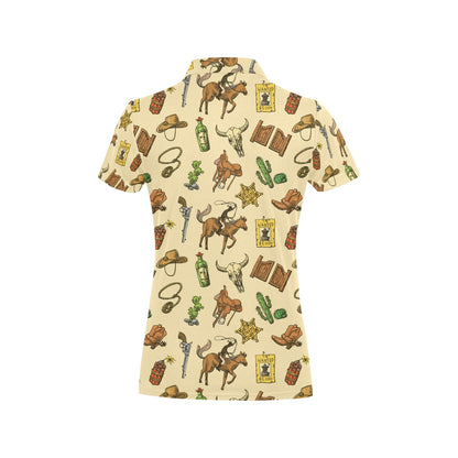 Cowboy Pattern Print Design 04 Women's Polo Shirt