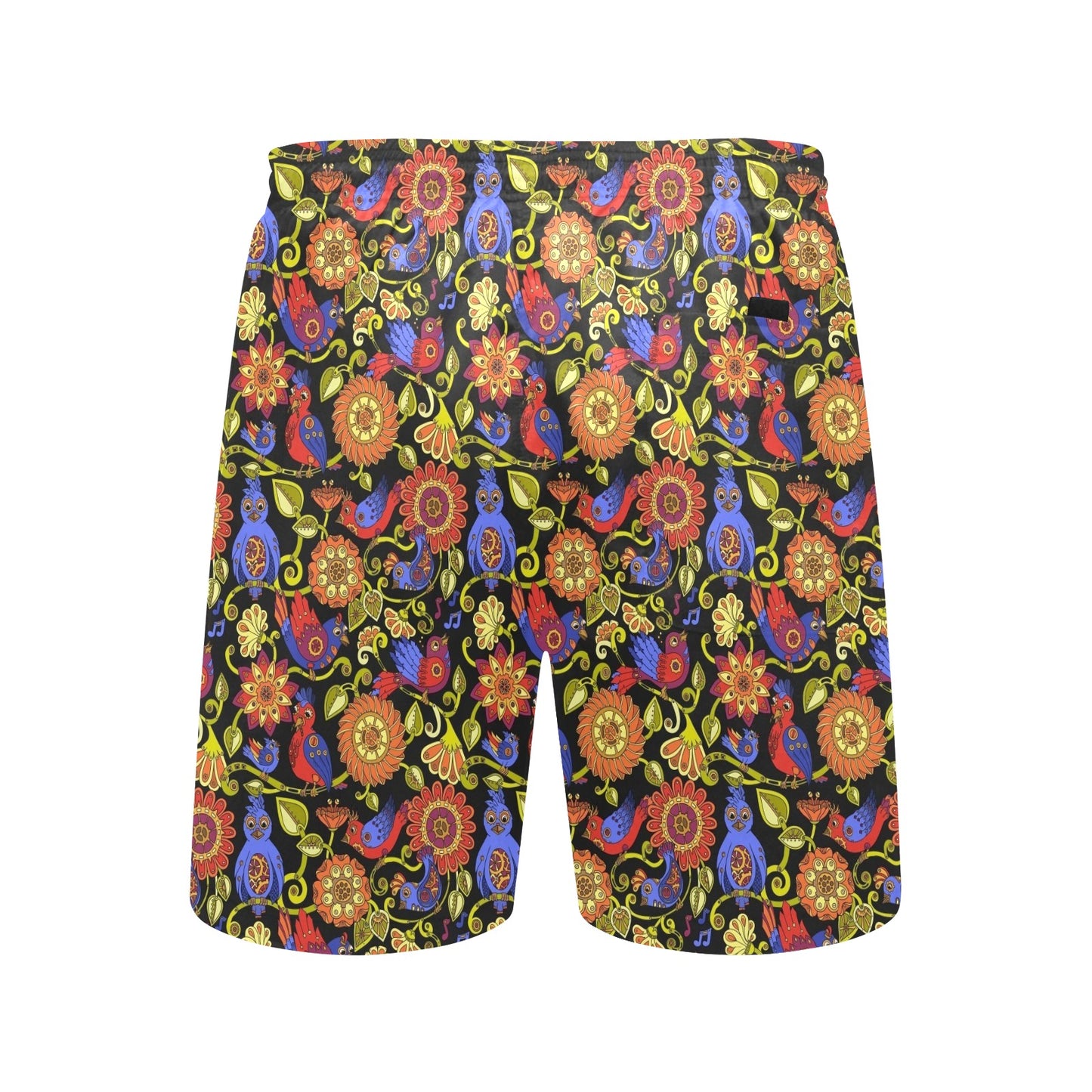 Steampunk Bird Design Themed Print Men's Swim Trunks Beach Shorts