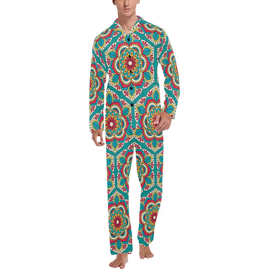 Mandala Pattern Print Design 03 Men's Long Pajama Set