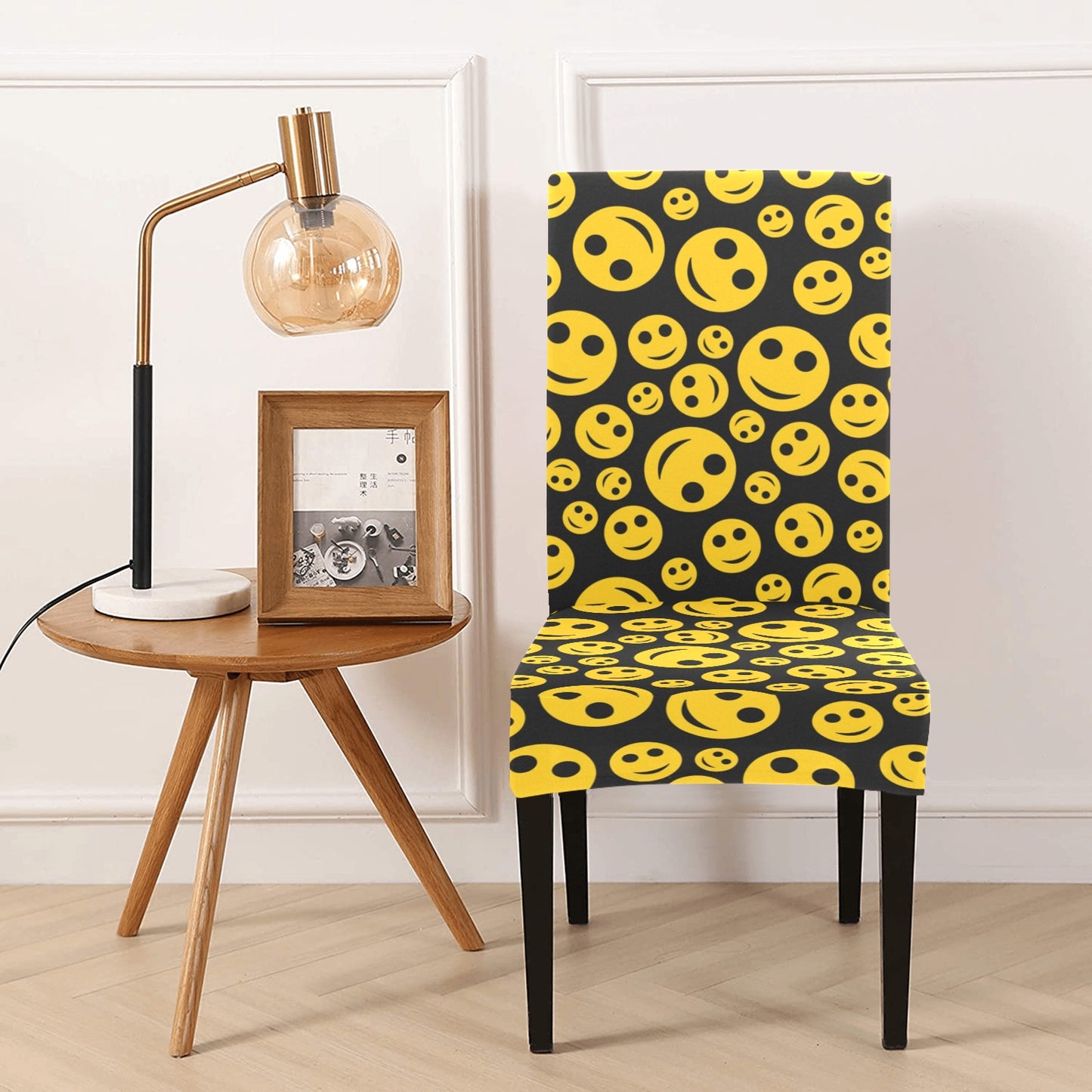 Smiley Face Emoji Print Design LKS304 Dining Chair Slipcover