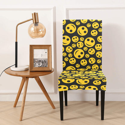 Smiley Face Emoji Print Design LKS304 Dining Chair Slipcover