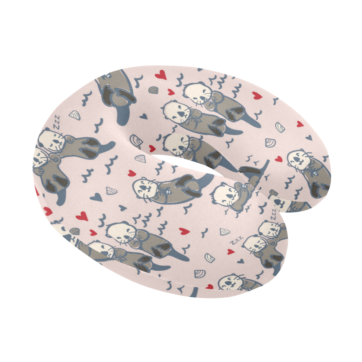 Sea Otter Pattern Print Design 02 U-Shaped Travel Neck Pillow