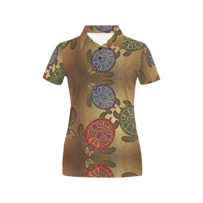 Sea Turtle Tribal Colorful Women's Polo Shirt