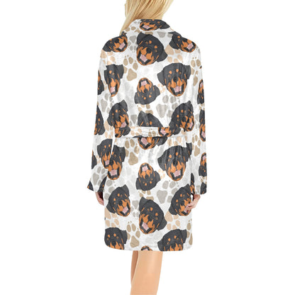 Rottweiler Pattern Print Design A03 Women's Fleece Robe