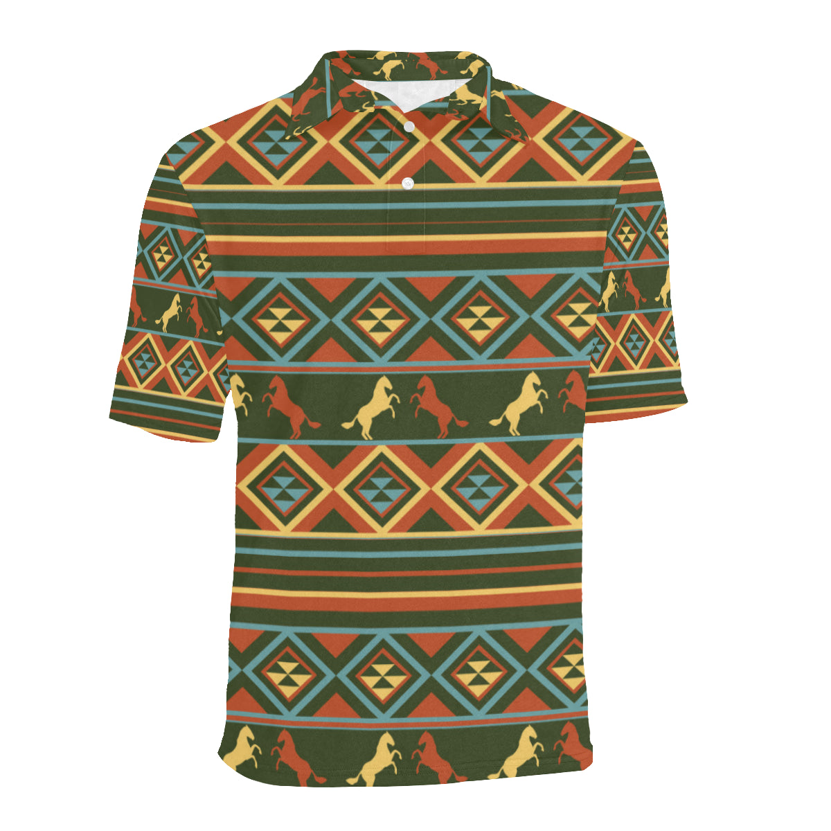 Horse Western Pattern Men Polo Shirt