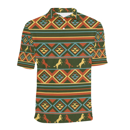 Horse Western Pattern Men Polo Shirt