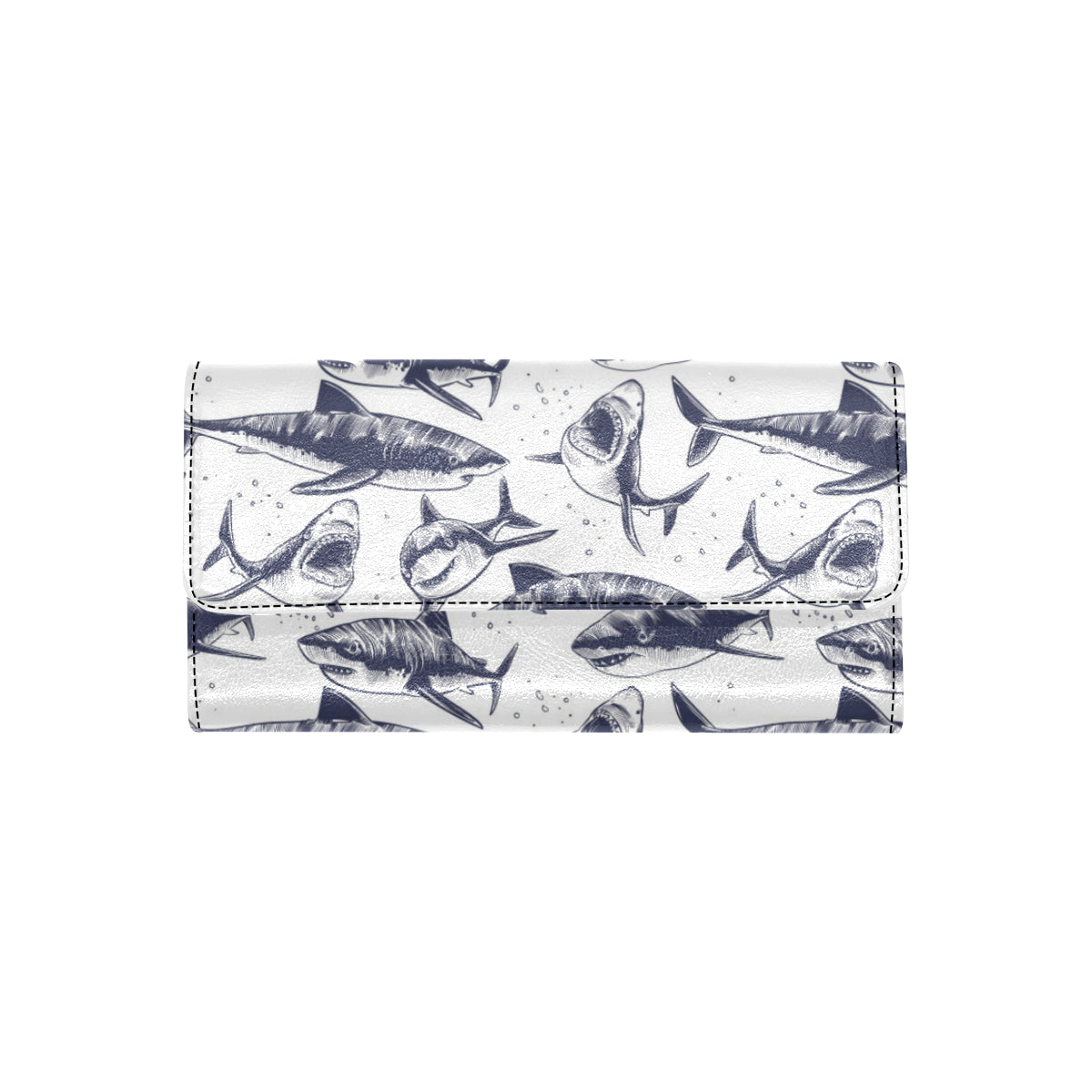 Great White Shark Pattern Print Design 02 Women's Trifold Wallet