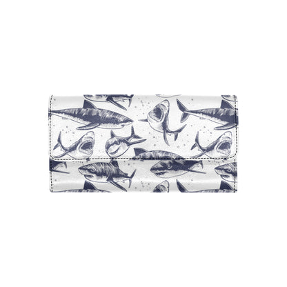 Great White Shark Pattern Print Design 02 Women's Trifold Wallet