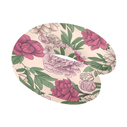 Peony Pattern Print Design A01 U-Shaped Travel Neck Pillow