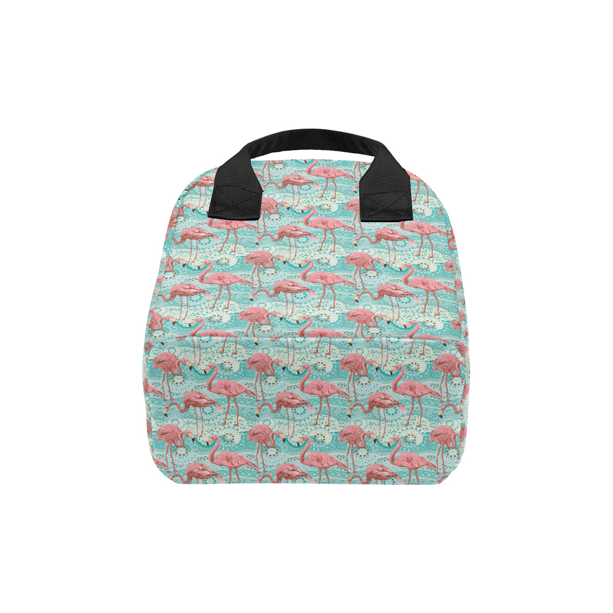 Flamingo Background Themed Print Insulated Lunch Bag