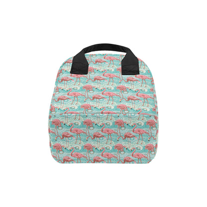 Flamingo Background Themed Print Insulated Lunch Bag