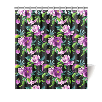 Bright Purple Floral Pattern Shower Curtain