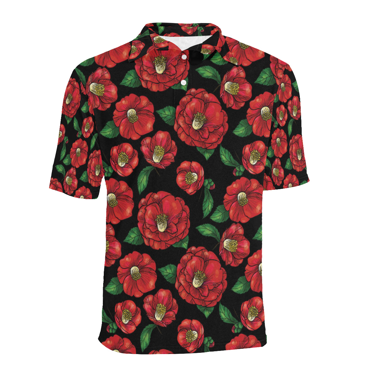 Camellia Pattern Print Design CM07 Men Polo Shirt
