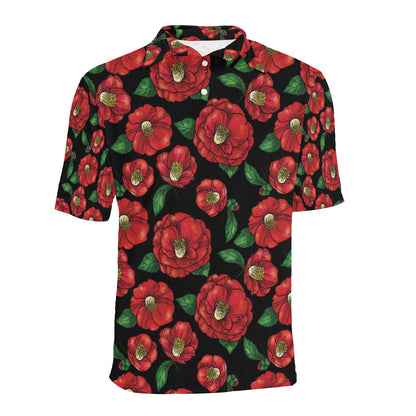 Camellia Pattern Print Design CM07 Men Polo Shirt