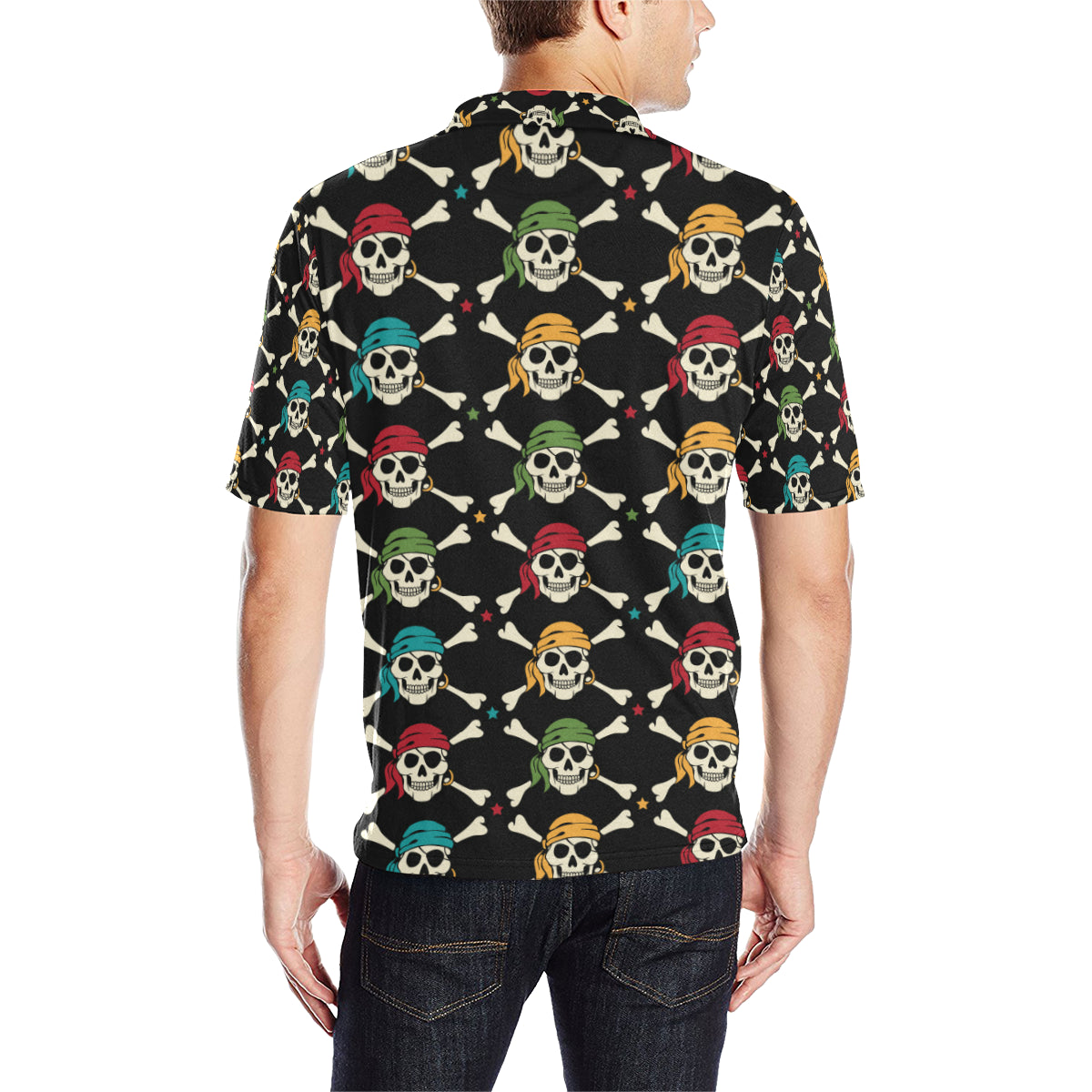 Pirate Pattern Print Design A01 Men Polo Shirt