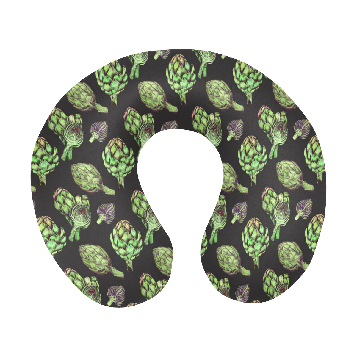 Artichoke Pattern Print Design 02 U-Shaped Travel Neck Pillow