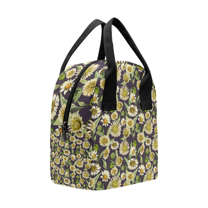 Daisy Vintage Print Pattern Insulated Lunch Bag