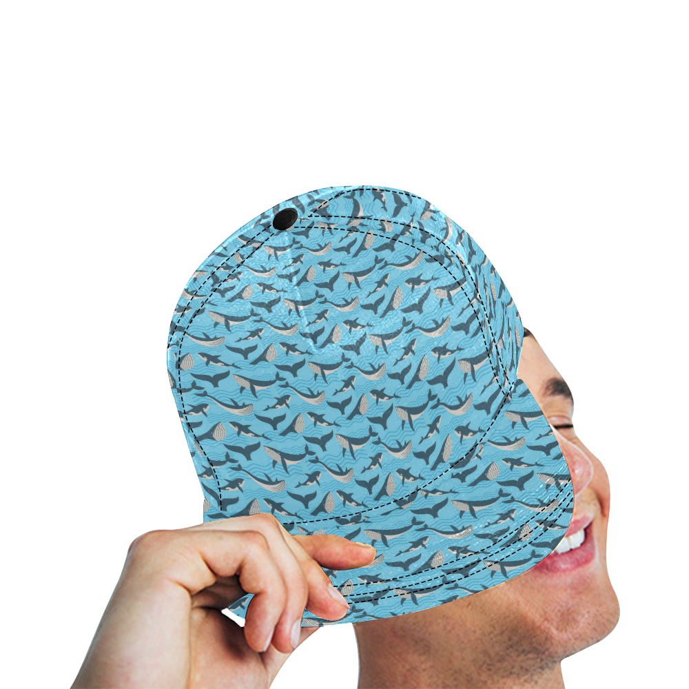 Whale Pattern Design Themed Print Snapback Cap