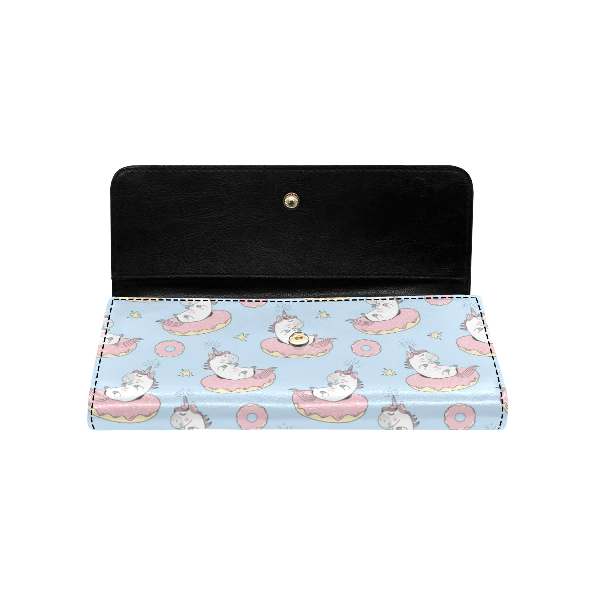 Donut Unicorn Pattern Print Design DN014 Women's Trifold Wallet