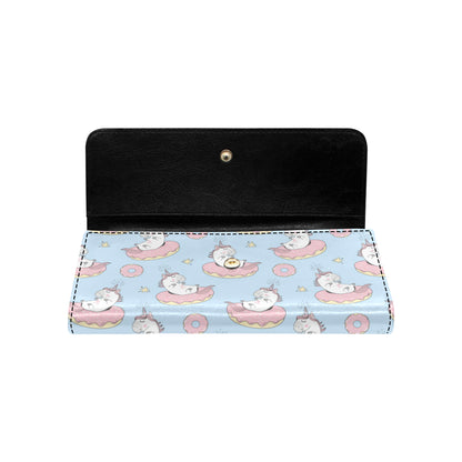 Donut Unicorn Pattern Print Design DN014 Women's Trifold Wallet