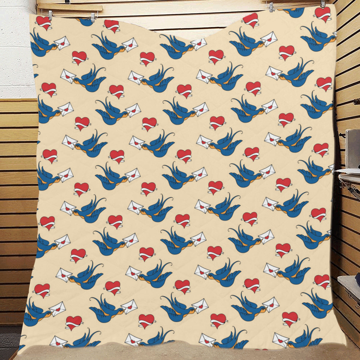 Swallow Bird Pattern Print Design 05 Premium Quilt