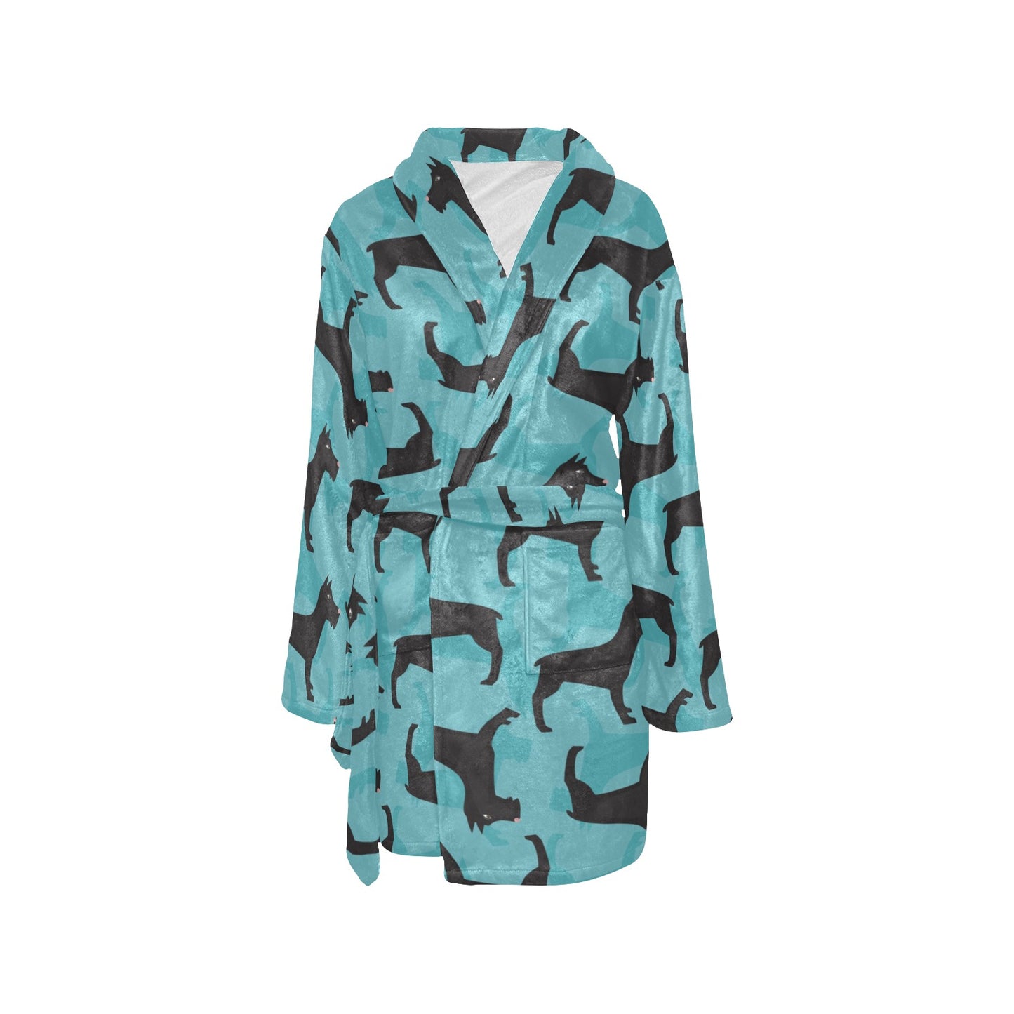 Schnauzers Pattern Print Design A01 Women's Fleece Robe