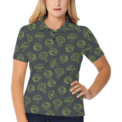 Broccoli Pattern Print Design 01 Women's Polo Shirt