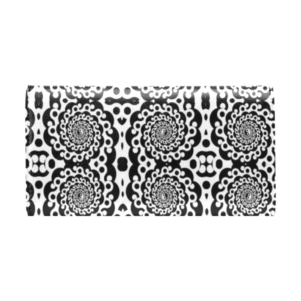 Yin Yang Spiral Design Print Women's Trifold Wallet