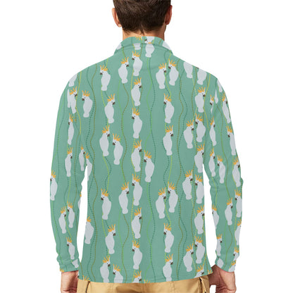 Cockatoo Pattern Print Design 01 Long Sleeve Polo Shirt For Men's