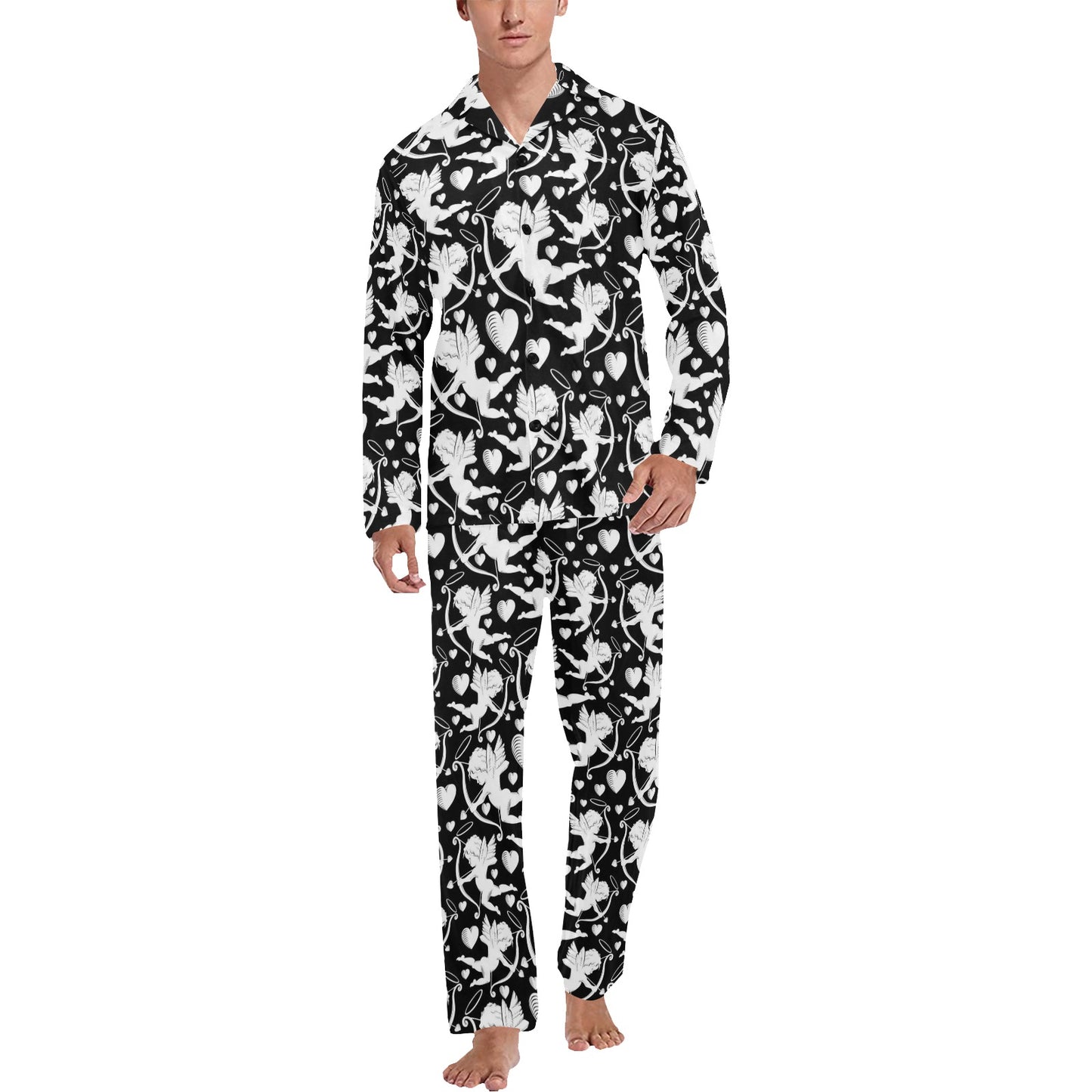 Cupid Pattern Print Design 04 Men's Long Pajama Set