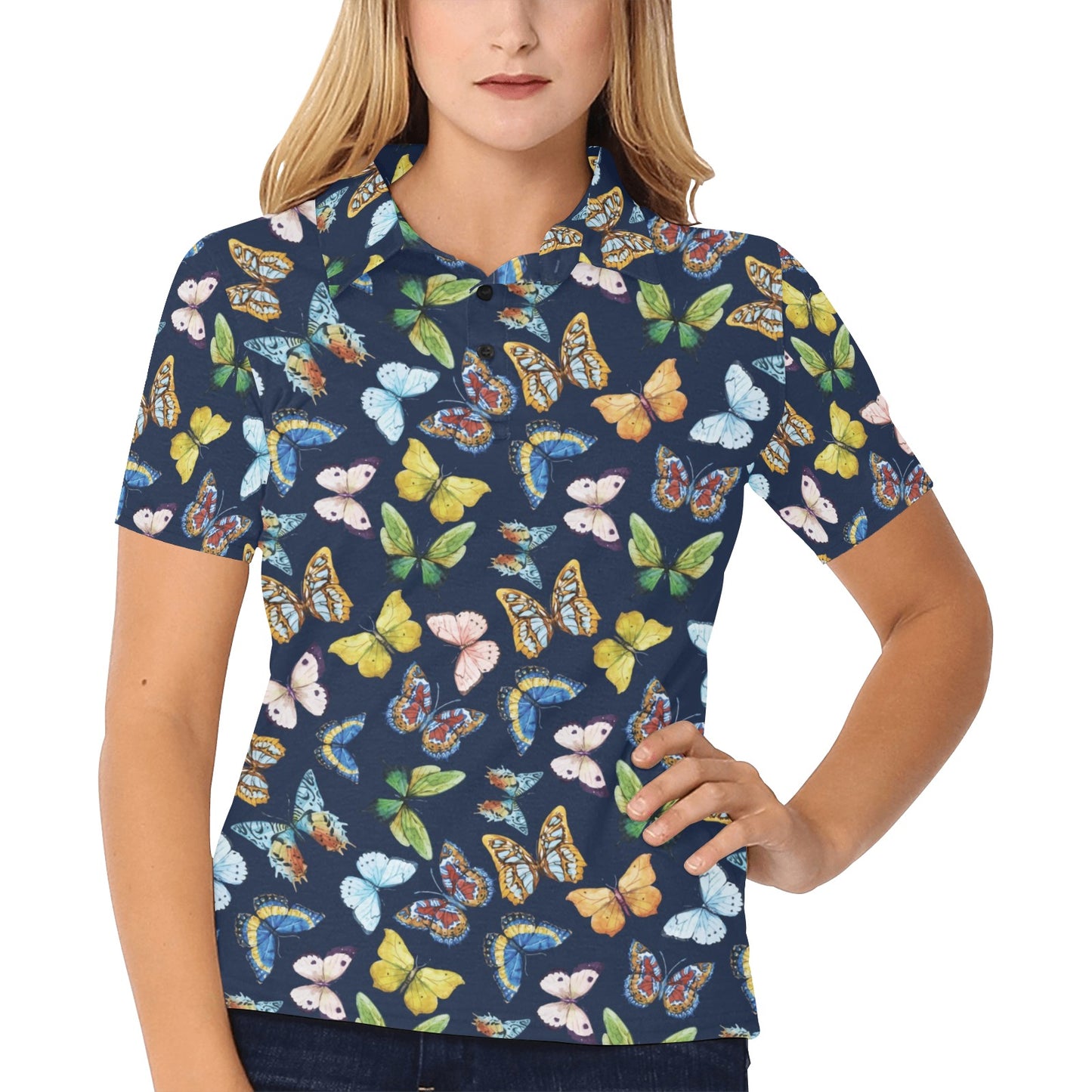 Butterfly Beautiful Print Pattern Women's Polo Shirt