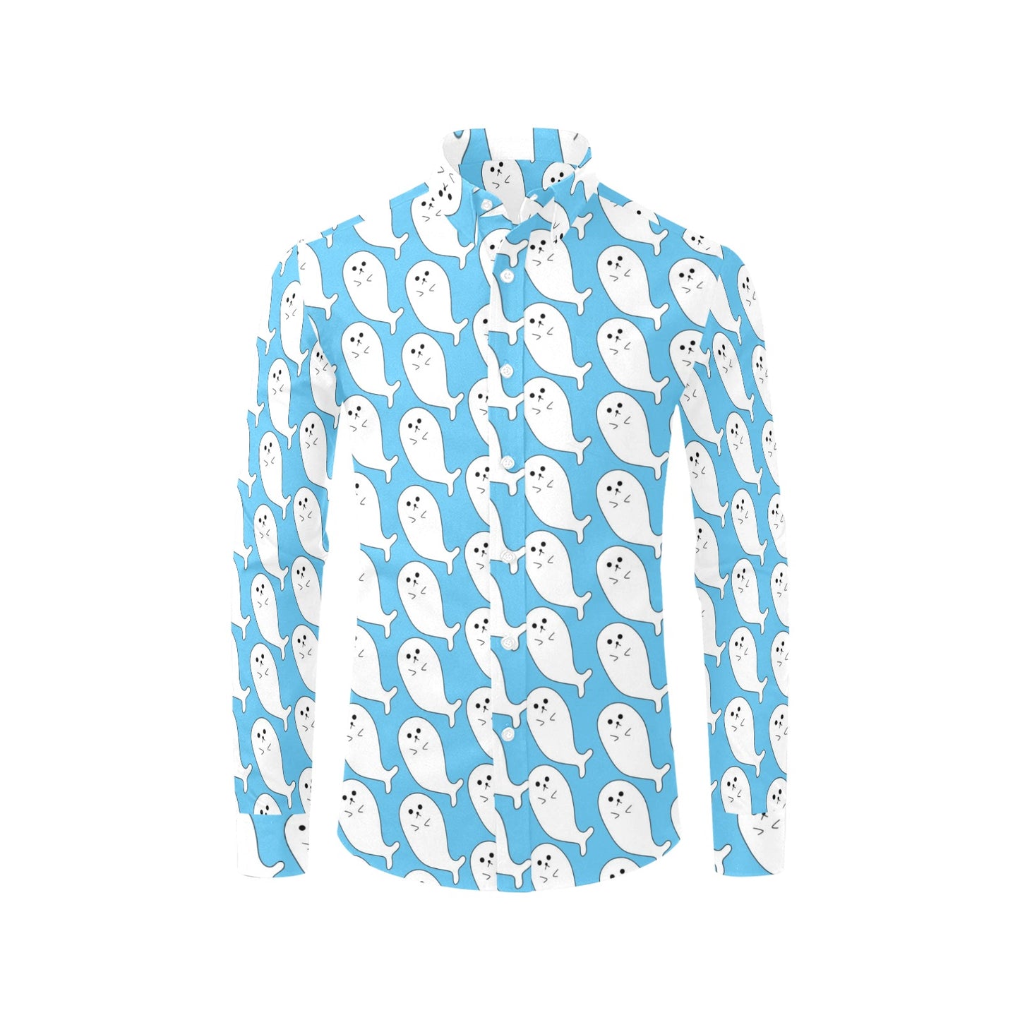 Sea Lion Print Design LKS402 Men's Long Sleeve Dress Shirt