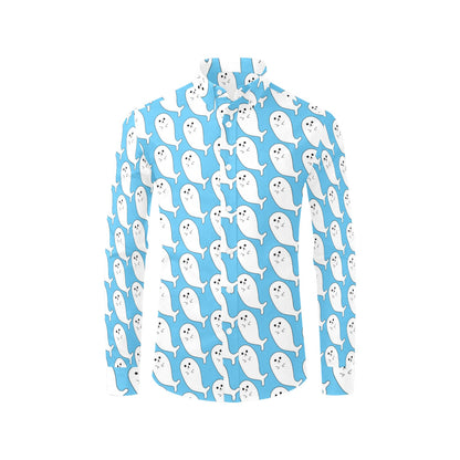 Sea Lion Print Design LKS402 Men's Long Sleeve Dress Shirt