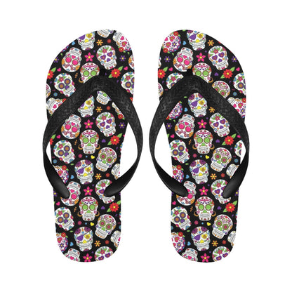 Sugar Skull Print Design LKS302 Flip Flops