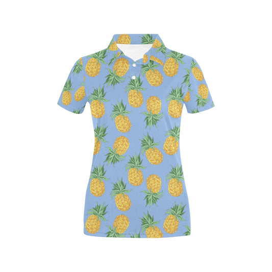 Pineapple Pattern Print Design A04 Women's Polo Shirt