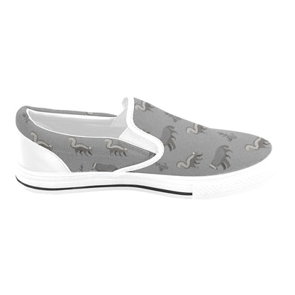 Skunk Print Design LKS301 White Slip Ons Canvas Women's Shoes