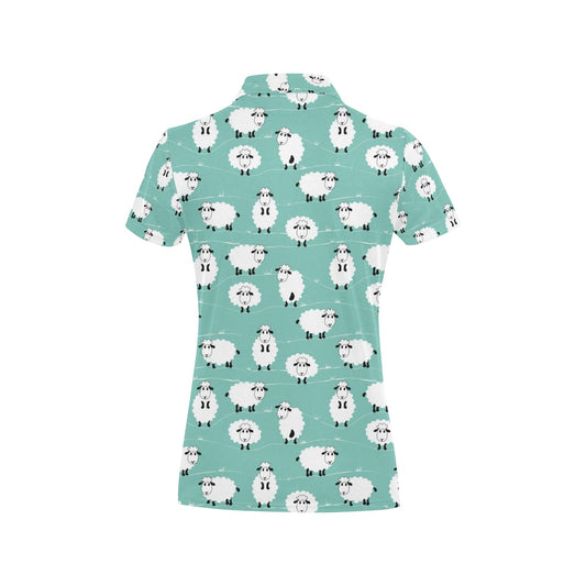 Sheep Print Design LKS404 Women's Polo Shirt