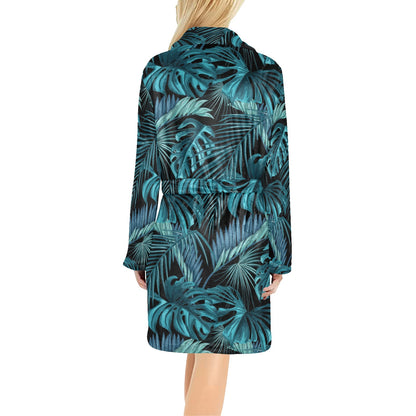 Palm Leaf Pattern Print Design A03 Women's Fleece Robe