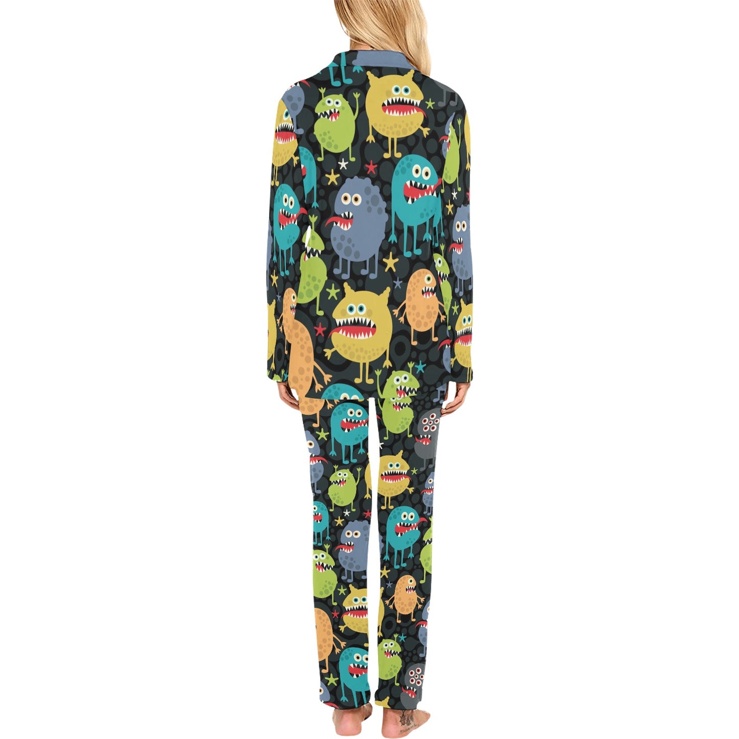Monster Pattern Print Design 01 Women's Long Pajama Set