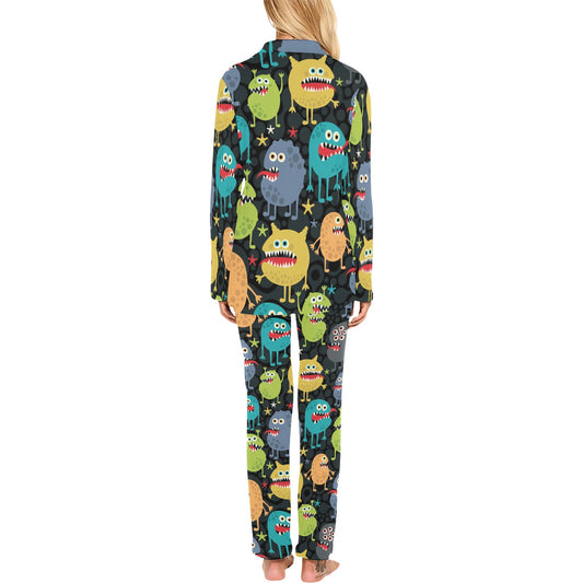 Monster Pattern Print Design 01 Women's Long Pajama Set