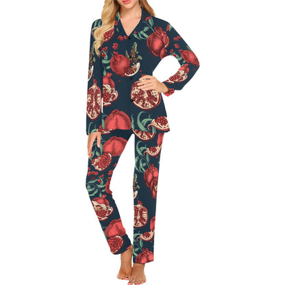 Pomegranate Pattern Print Design PG04 Women's Long Pajama Set