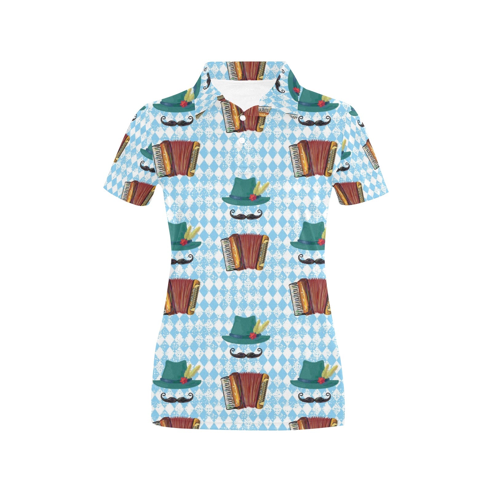 Accordion Mustache Pattern Print Design 01 Women's Polo Shirt