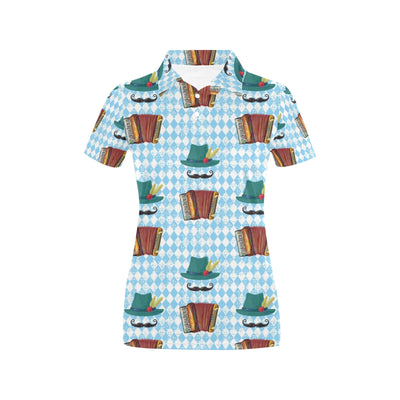 Accordion Mustache Pattern Print Design 01 Women's Polo Shirt