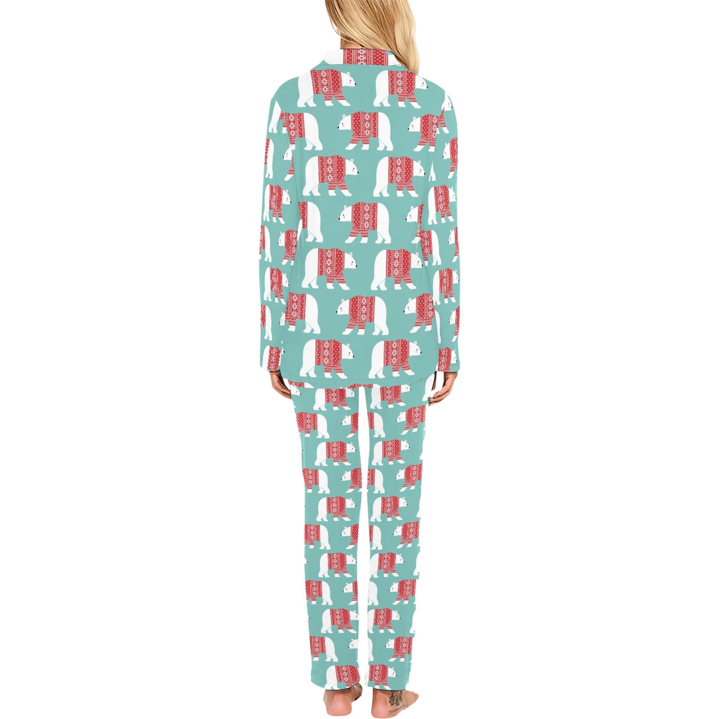 Polar Bear Pattern Print Design A04 Women's Long Pajama Set