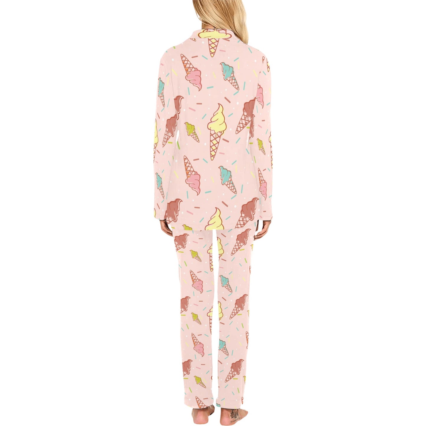 Ice Cream Pattern Print Design 02 Women's Long Pajama Set