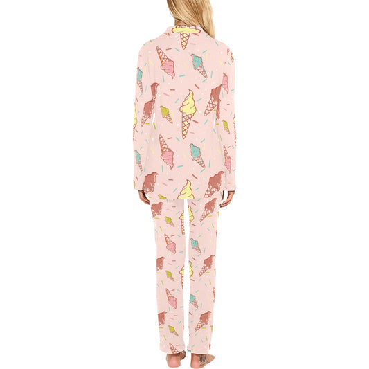 Ice Cream Pattern Print Design 02 Women's Long Pajama Set