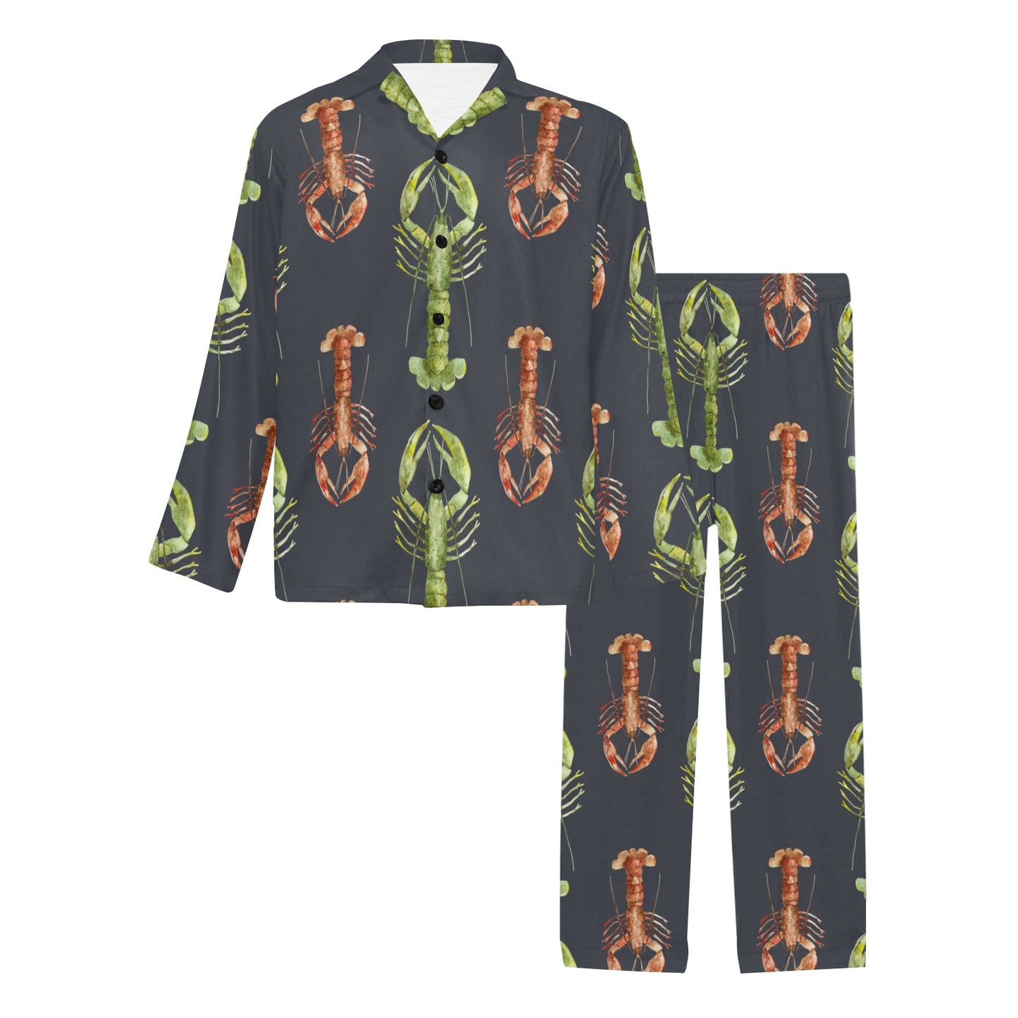 Lobster Pattern Print Design 01 Men's Long Pajama Set
