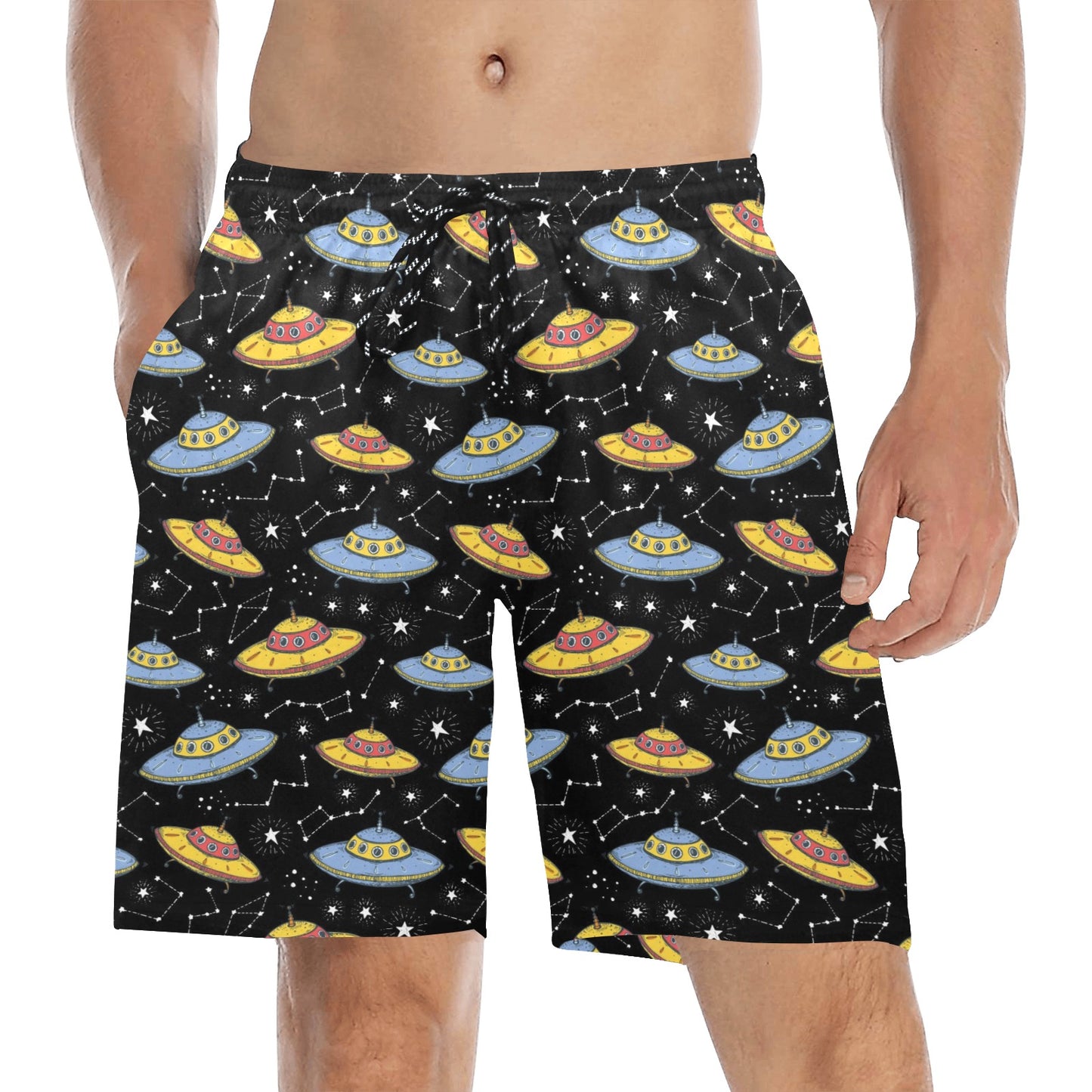 UFO Print Design LKS307 Men's Swim Trunks Beach Shorts