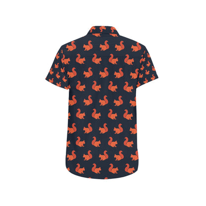 Squirrel Print Design LKS306 Men Short Sleeve Button Up Shirt