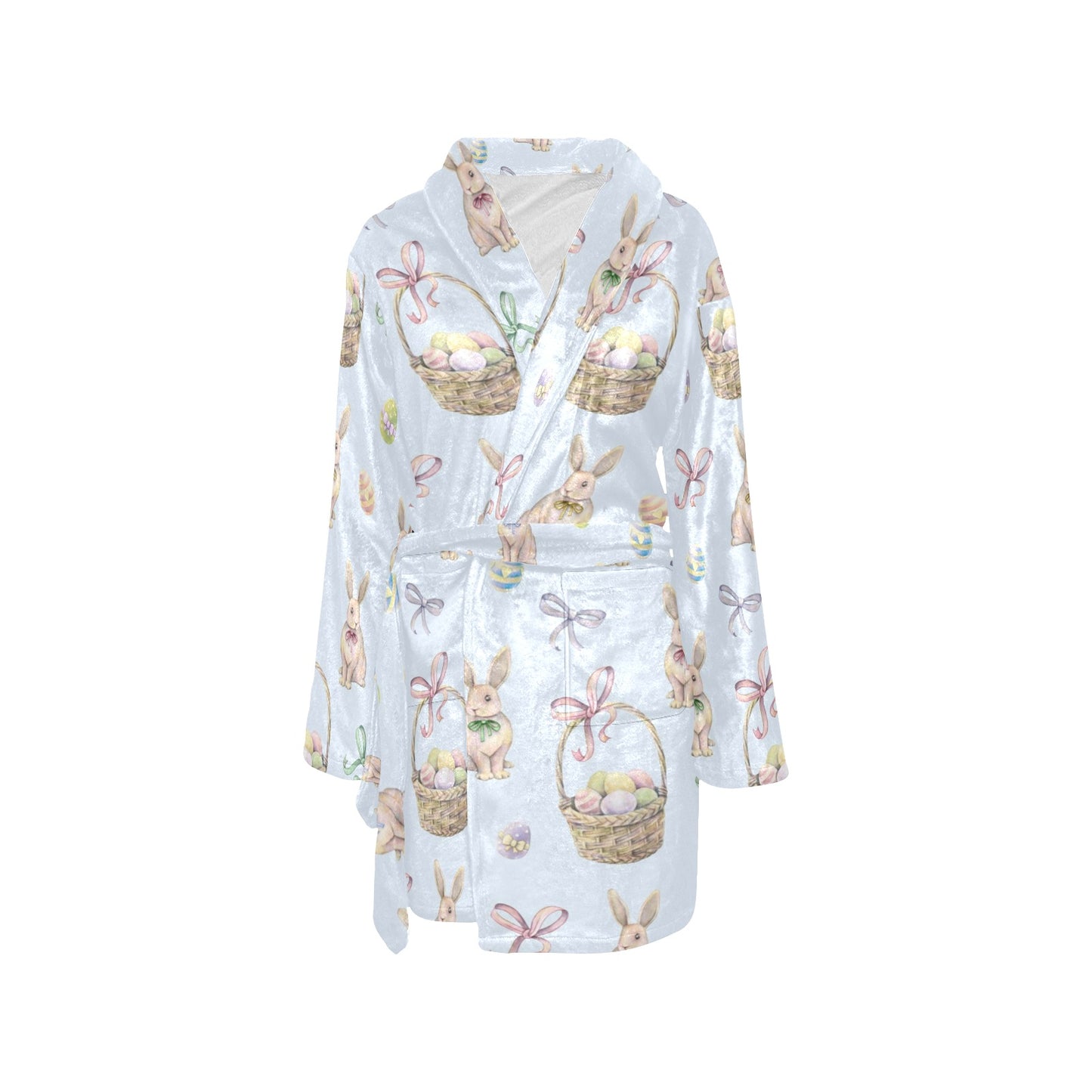 Rabbit Easter Eggs Pattern Print Design 03 Women's Fleece Robe